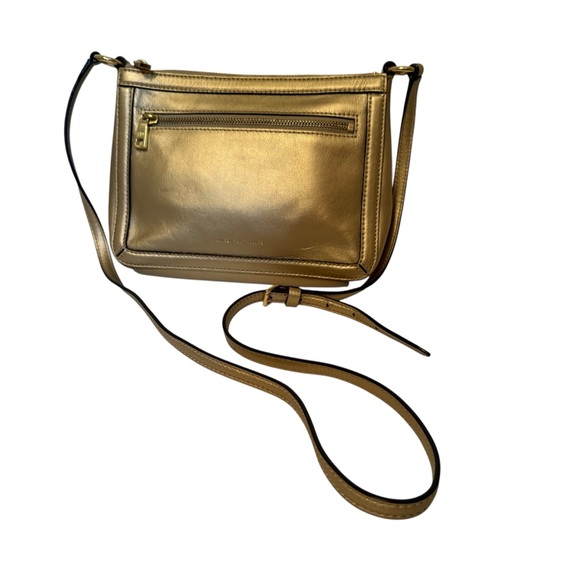 LAUREN RALPH LAUREN LRL BAG CROSSBODY GOLD METALLIC LEATHER ZIP